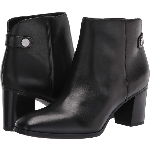 Franco Sarto Womens Ilaria Black Leather Square Toe Ankle Boots - Picture 2 of 9